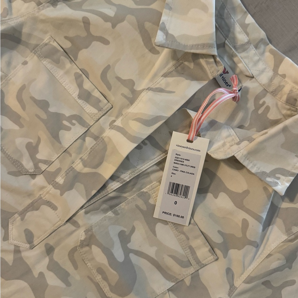 New - Vineyard Vines Margo‎ Utility Cream Camo Mini Dress - Picture 3 of 4